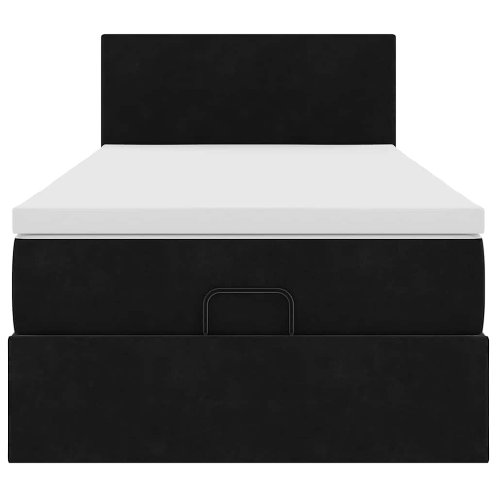 Struttura Letto Pouf con Materasso Nero 90x190 cm in Velluto | homemem39