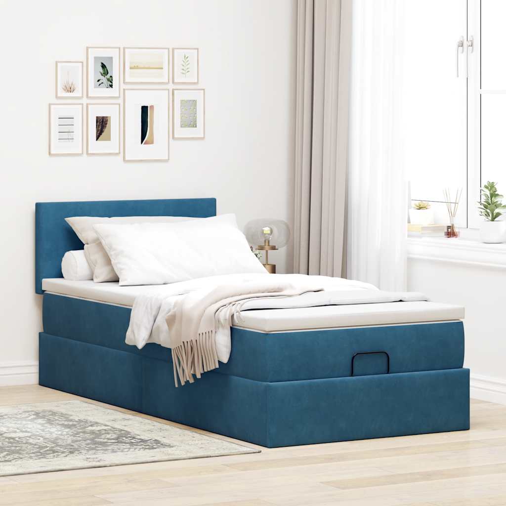 Struttura Letto Pouf con Materasso 90x200 cm in Velluto