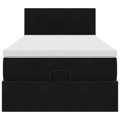 Struttura Letto Pouf con Materasso Nero 100x200 cm Velluto