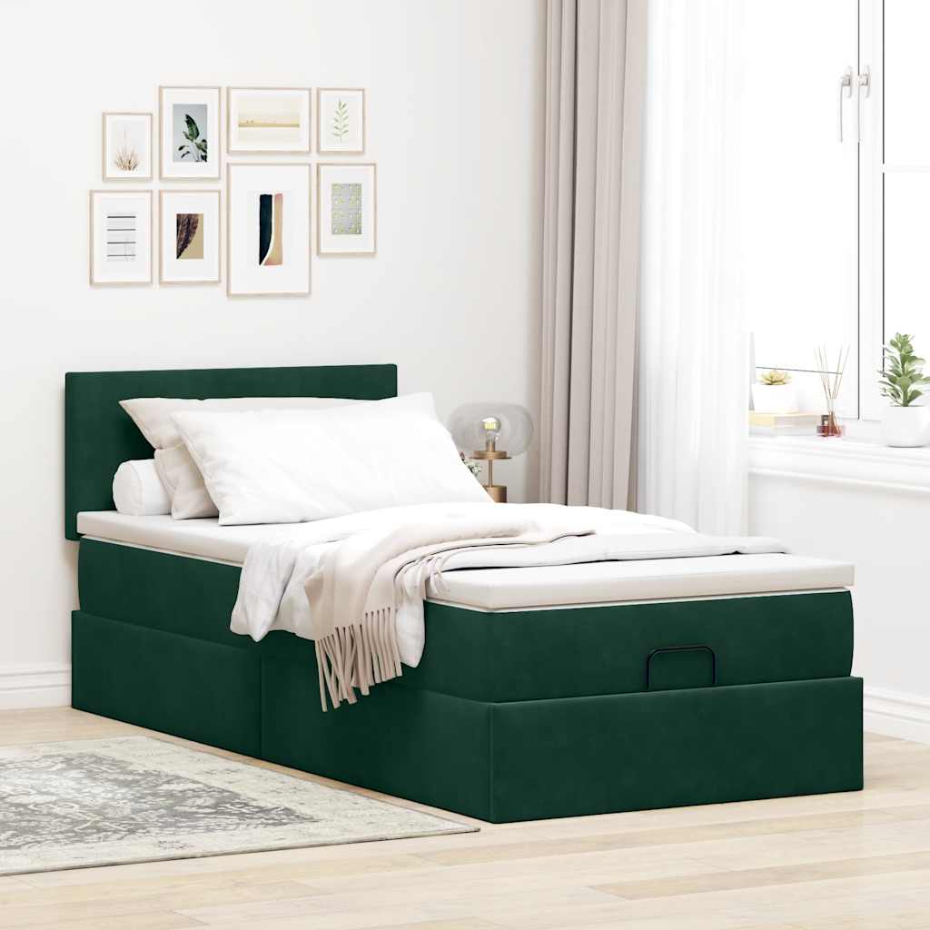 Struttura Letto Pouf con Materasso 100x200 cm Velluto