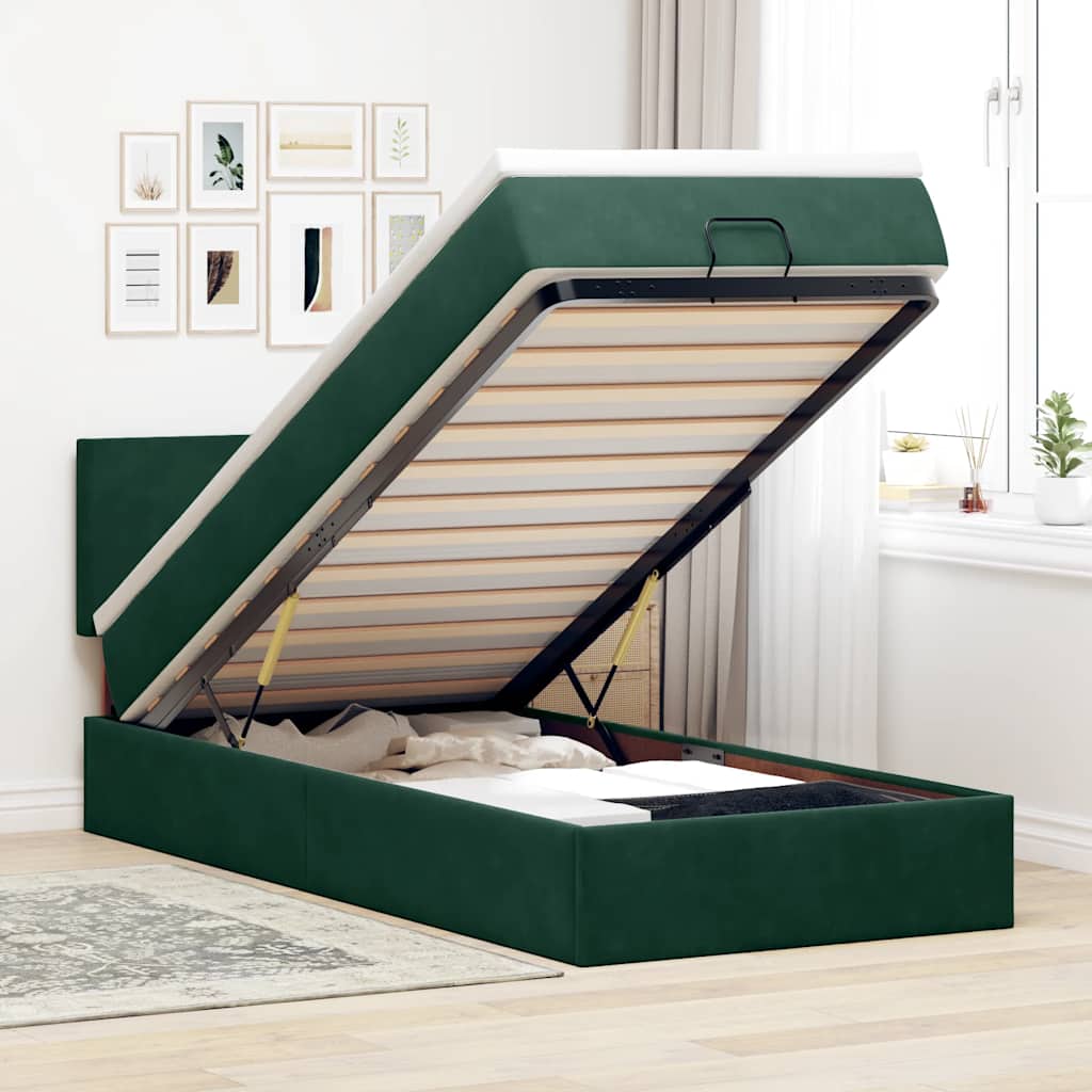 Struttura Letto Pouf con Materasso 100x200 cm Velluto