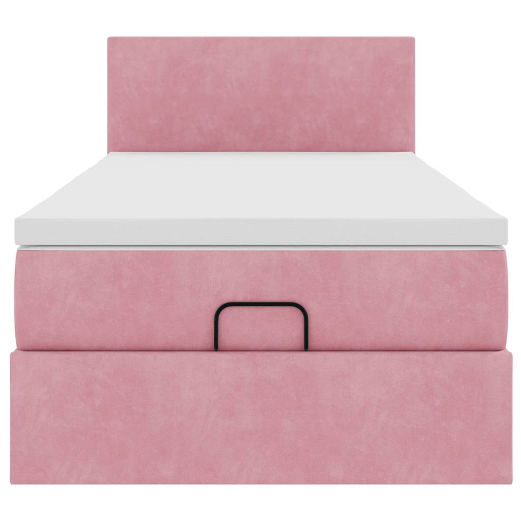 Struttura Letto Pouf con Materasso Rosa 100x200 cm Velluto - homemem39