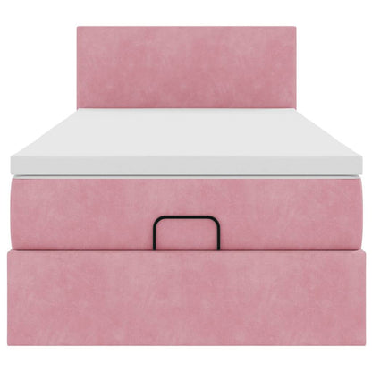 Struttura Letto Pouf con Materasso Rosa 100x200 cm Velluto - homemem39