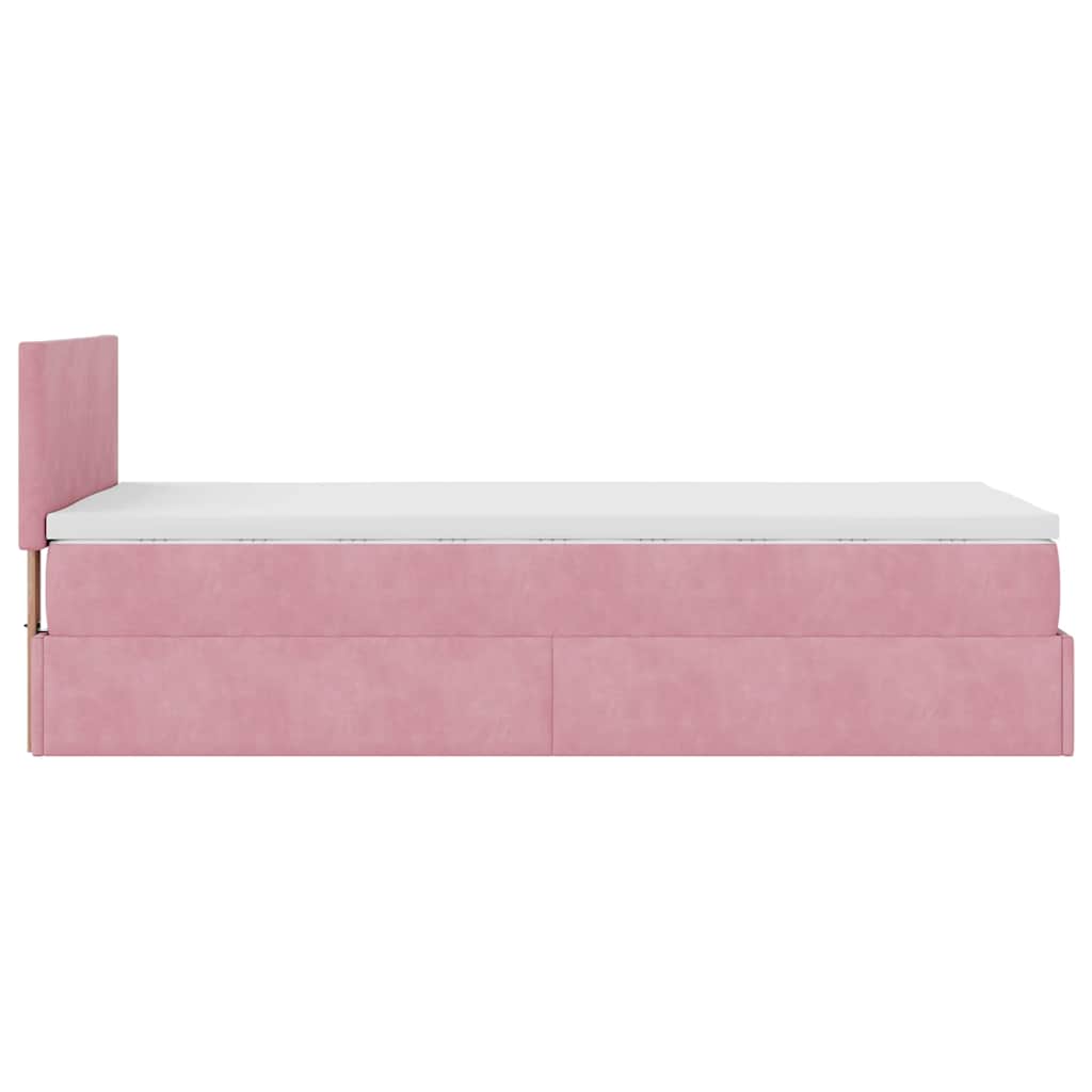 Struttura Letto Pouf con Materasso Rosa 100x200 cm Velluto - homemem39