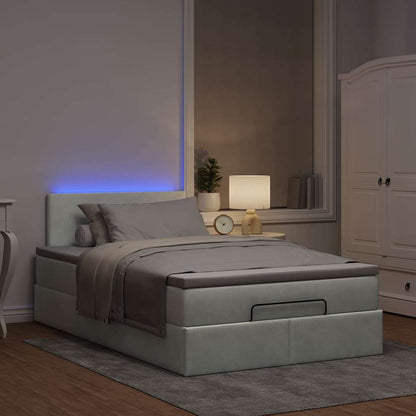 Pouf Letto con Materasso e LED Grigio Chiaro 120x190cm Velluto | homemem39