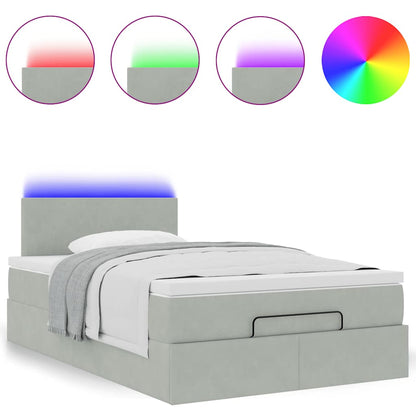 Pouf Letto con Materasso e LED Grigio Chiaro 120x190cm Velluto | homemem39