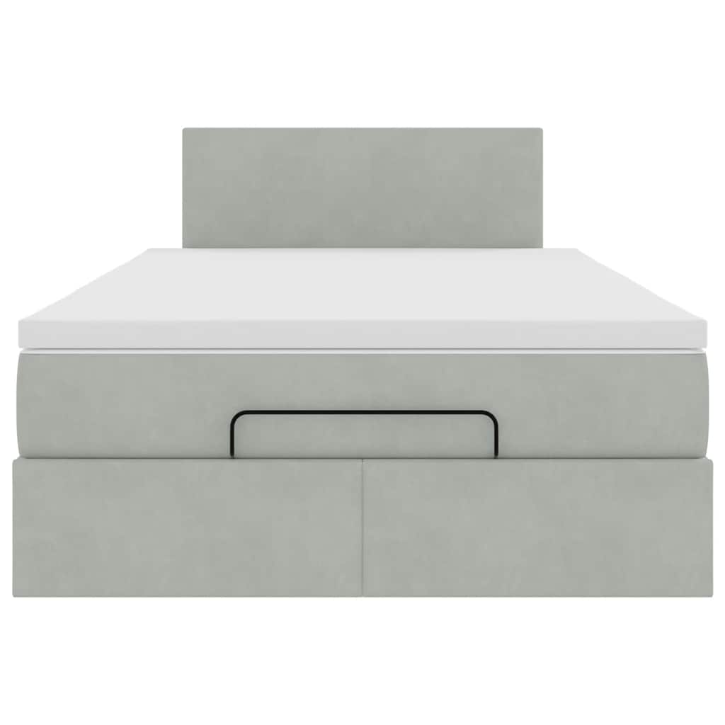 Pouf Letto con Materasso e LED Grigio Chiaro 120x190cm Velluto | homemem39