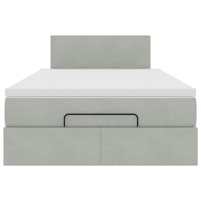 Pouf Letto con Materasso e LED Grigio Chiaro 120x190cm Velluto | homemem39