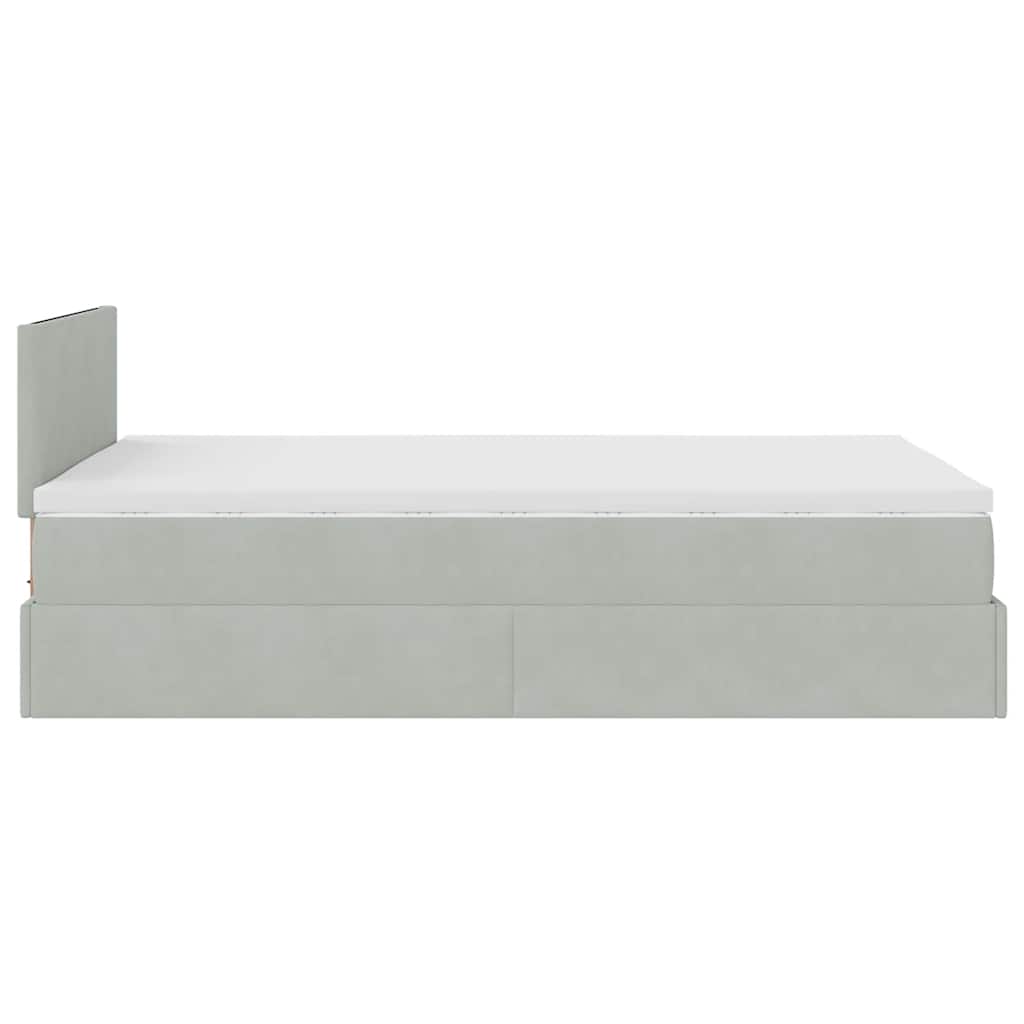 Pouf Letto con Materasso e LED Grigio Chiaro 120x190cm Velluto | homemem39