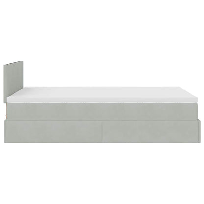 Pouf Letto con Materasso e LED Grigio Chiaro 120x190cm Velluto | homemem39