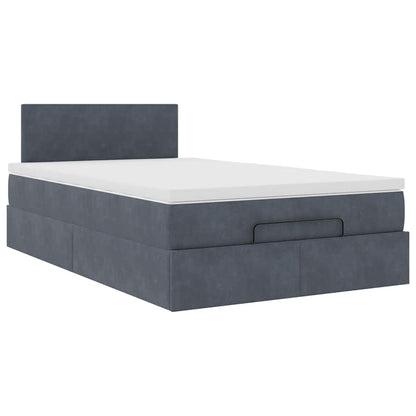 Pouf Letto con Materasso e LED Grigio Scuro 120x190cm Velluto