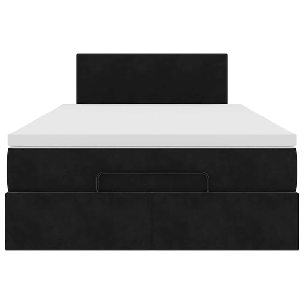 Pouf Letto con Materasso e LED Nero 120x190cm in Velluto | homemem39
