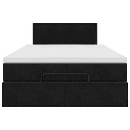 Pouf Letto con Materasso e LED Nero 120x190cm in Velluto | homemem39