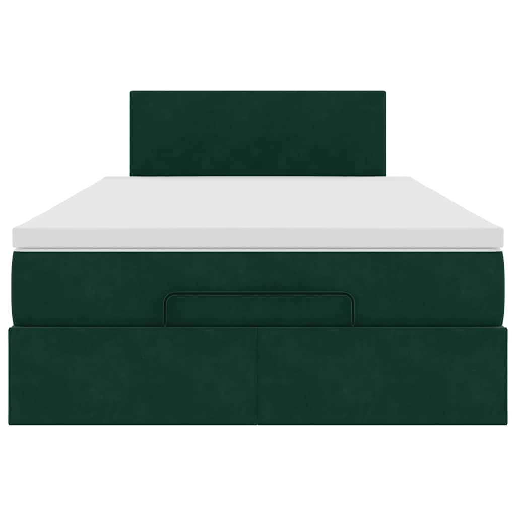 Pouf Letto con Materasso e LED Verde Scuro 120x190cm in Velluto | homemem39