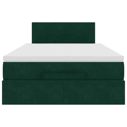 Pouf Letto con Materasso e LED Verde Scuro 120x190cm in Velluto | homemem39