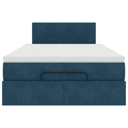 Pouf Letto con Materasso e LED Blu Scuro 120x190cm in Velluto | homemem39