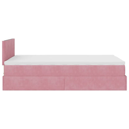 Pouf Letto con Materasso e LED Rosa 120x190cm in Velluto