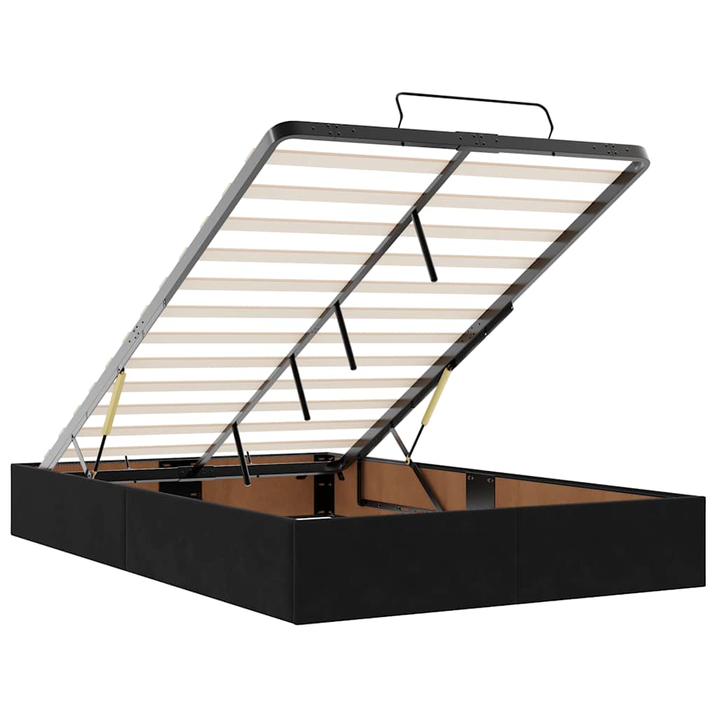 Struttura Letto Pouf con Materasso Nero 120x200 cm Velluto - homemem39