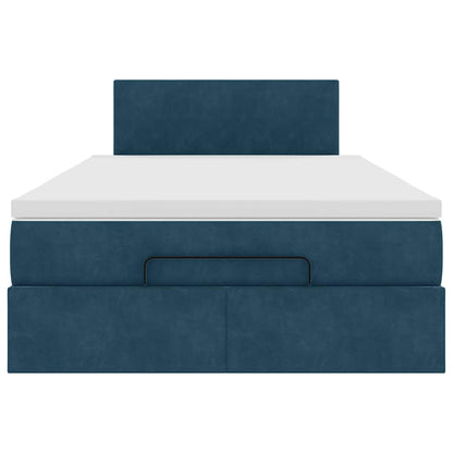Struttura Letto Pouf con Materasso Blu Scuro 120x200 cm Velluto | homemem39
