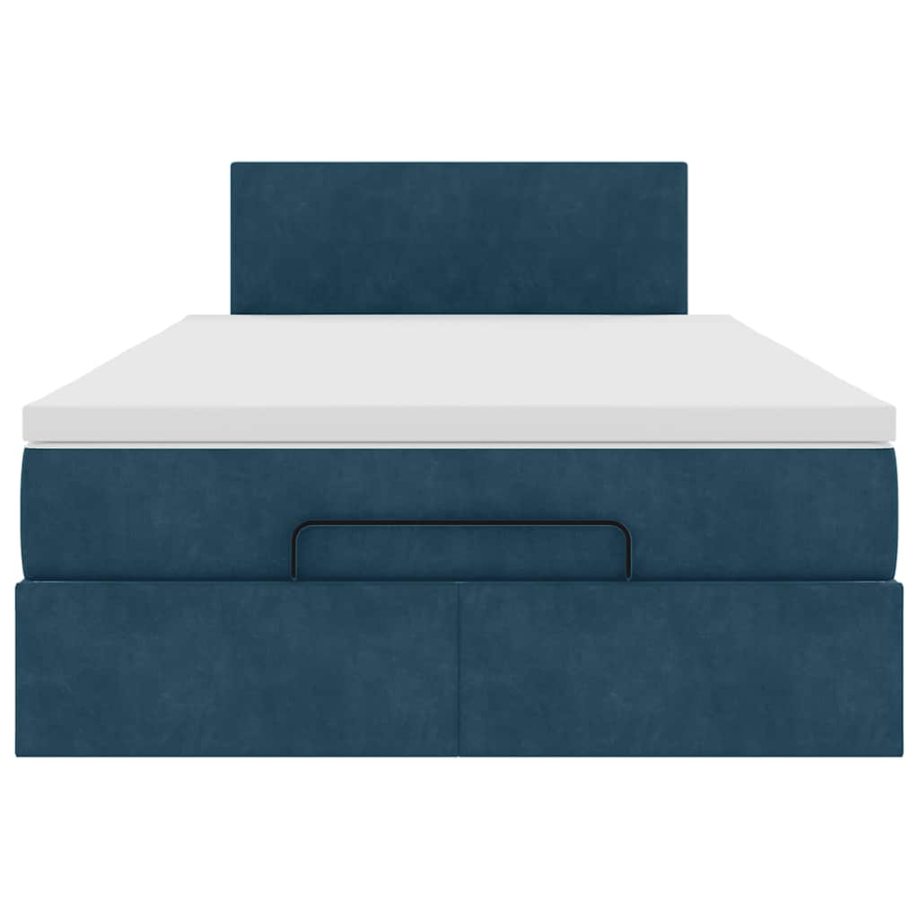 Struttura Letto Pouf con Materasso Blu Scuro 120x200 cm Velluto