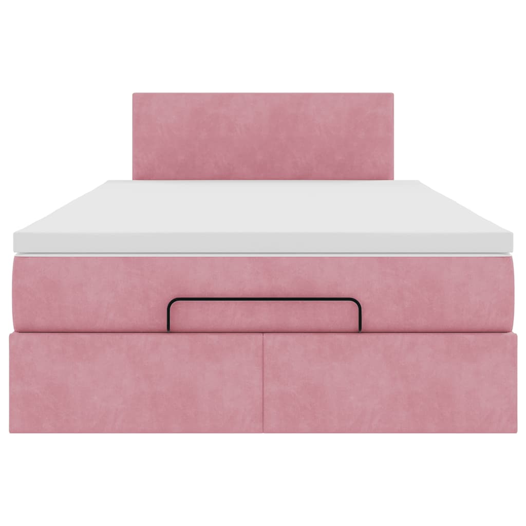 Struttura Letto Pouf con Materasso Rosa 120x200 cm Velluto | homemem39