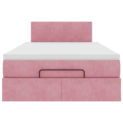 Struttura Letto Pouf con Materasso Rosa 120x200 cm Velluto | homemem39