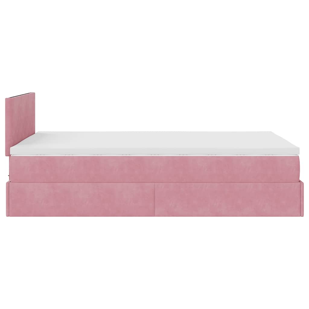 Struttura Letto Pouf con Materasso Rosa 120x200 cm Velluto | homemem39