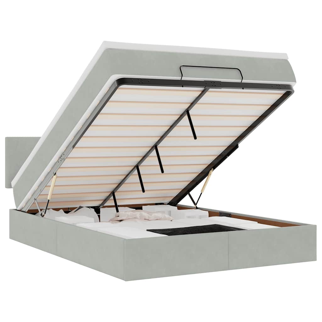 Struttura Letto Pouf con Materasso 140x200 cm in Velluto - homemem39