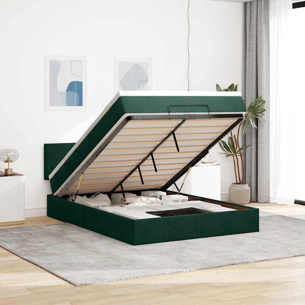 Struttura Letto Pouf con Materasso 140x200 cm in Velluto | homemem39