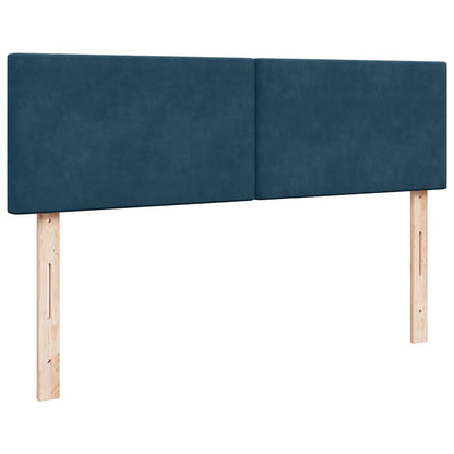 Struttura Letto Pouf con Materasso Blu 140x200cm in Velluto