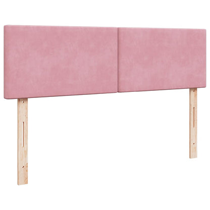 Struttura Letto Pouf con Materasso Rosa 140x200 cm in Velluto - homemem39