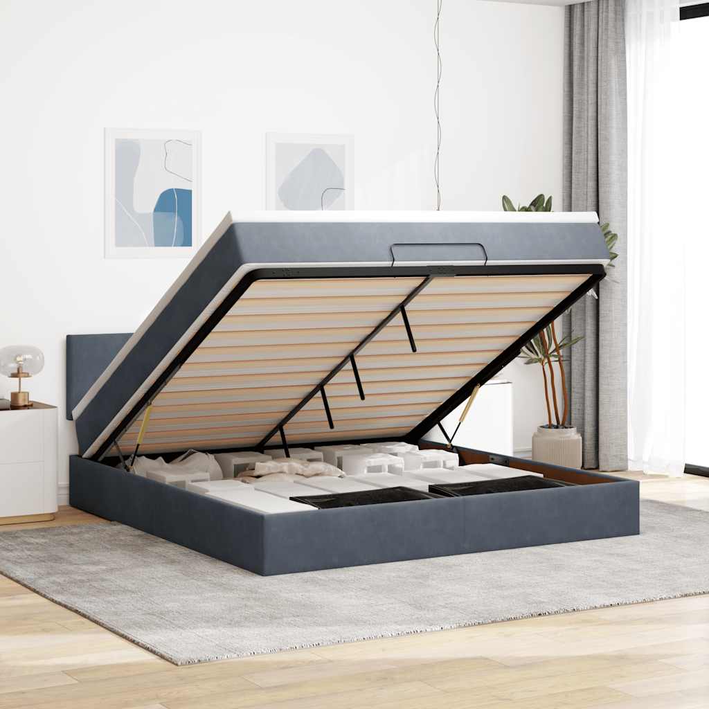 Struttura Letto Pouf con Materasso 160x200 cm in Velluto | homemem39