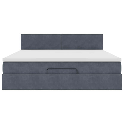 Struttura Letto Pouf con Materasso 180x200 cm in Velluto