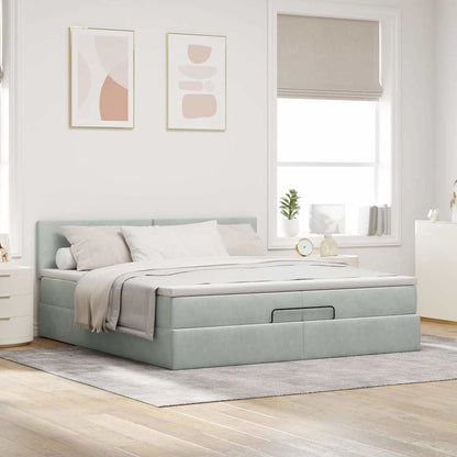 Struttura Letto Pouf con Materassi 200x200 cm Velluto