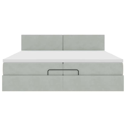 Struttura Letto Pouf con Materassi 200x200 cm Velluto | homemem39