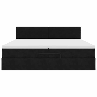 Struttura Letto Pouf con Materassi Nero 200x200 cm Velluto