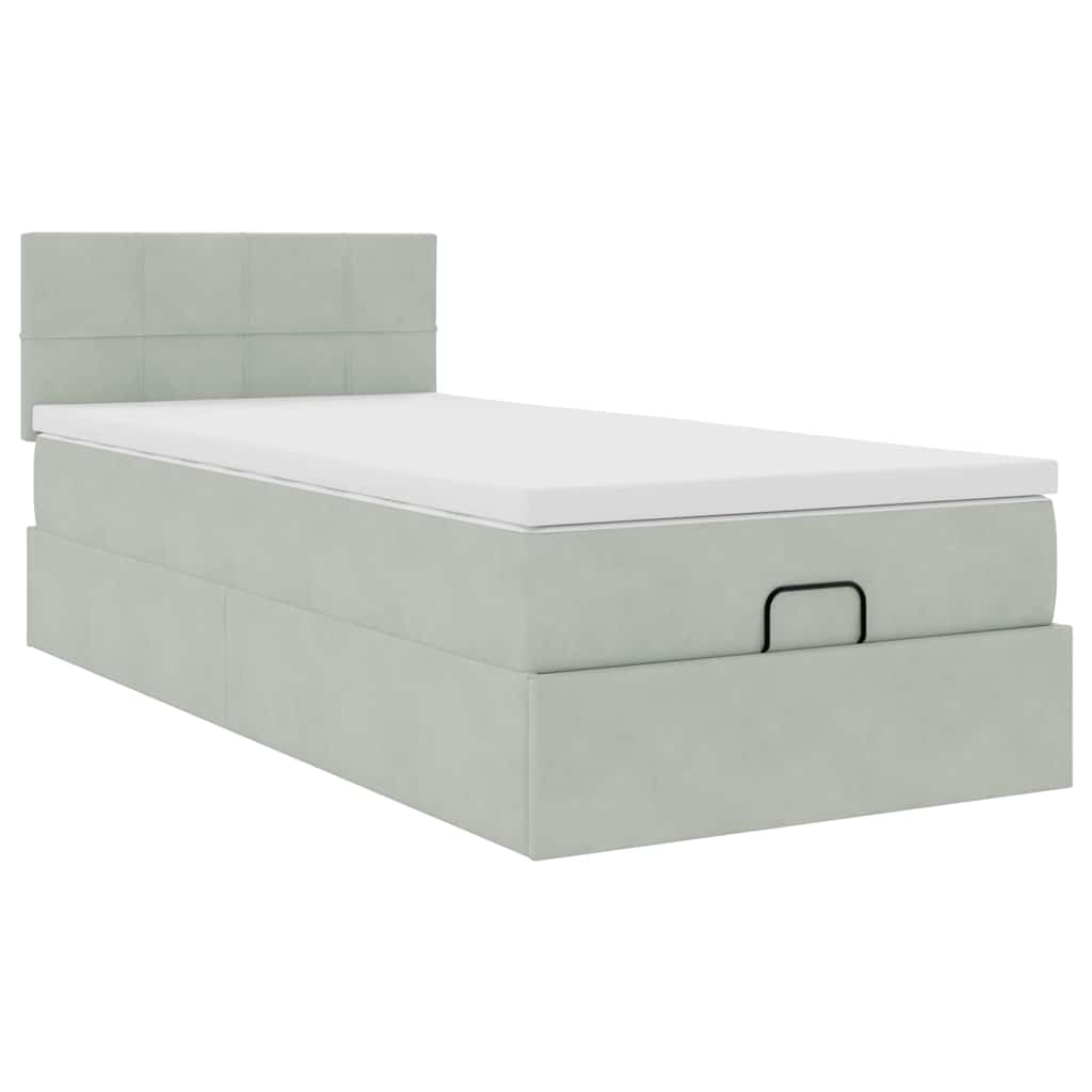 Struttura Letto Pouf con Materasso 80x200 cm in Velluto | homemem39