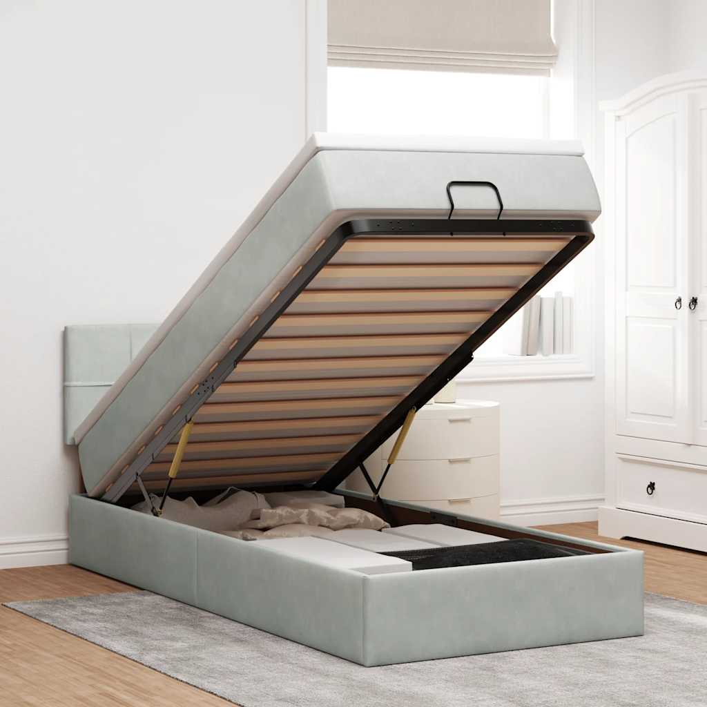 Struttura Letto Pouf con Materasso 80x200 cm in Velluto | homemem39