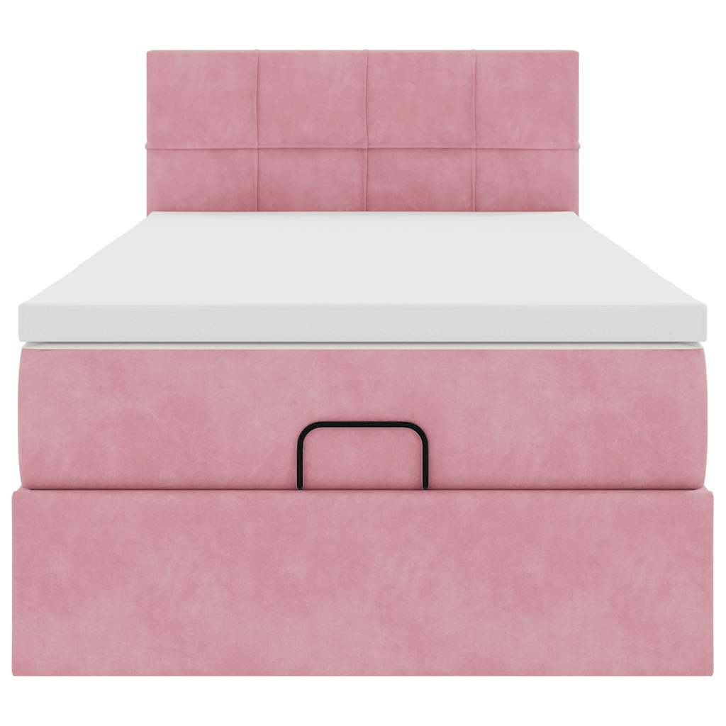 Pouf Letto con Materasso e LED Rosa 80x200cm in Velluto | homemem39