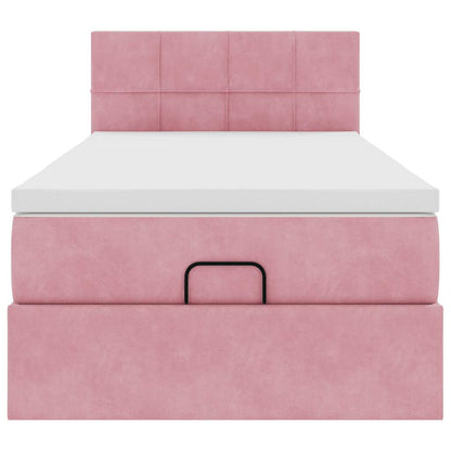 Pouf Letto con Materasso e LED Rosa 80x200cm in Velluto | homemem39