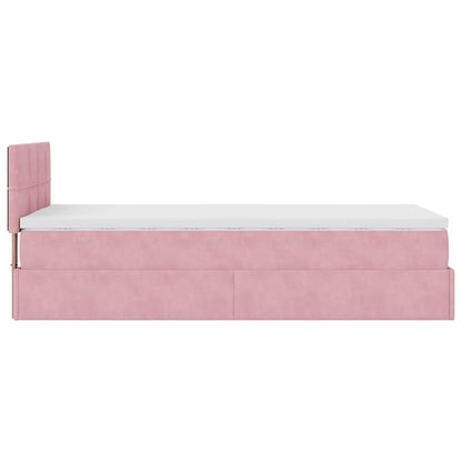 Pouf Letto con Materasso e LED Rosa 80x200cm in Velluto | homemem39
