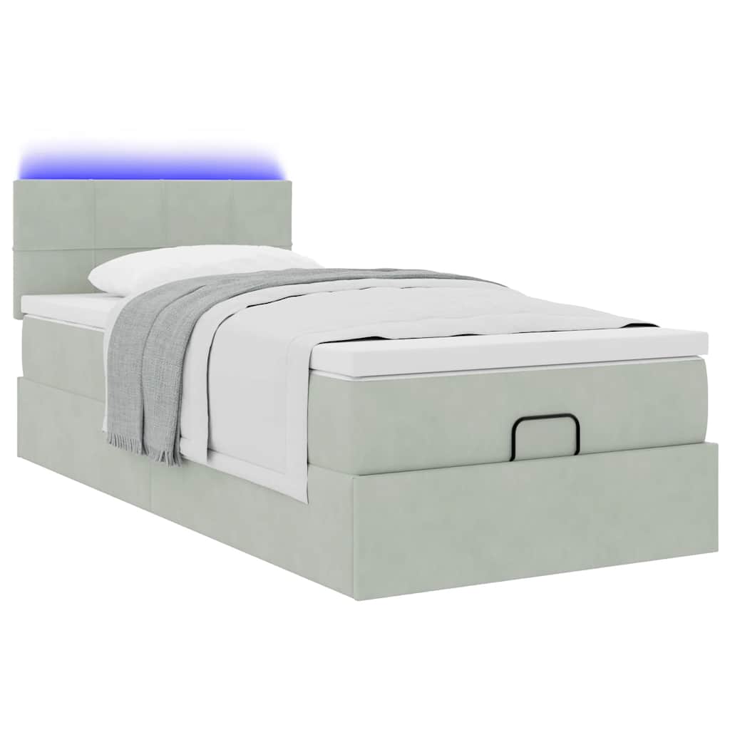 Struttura Letto Pouf con Materasso 90x190 cm in Velluto | homemem39