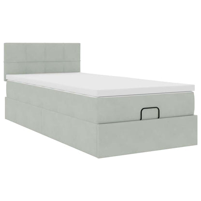 Struttura Letto Pouf con Materasso 90x190 cm in Velluto | homemem39