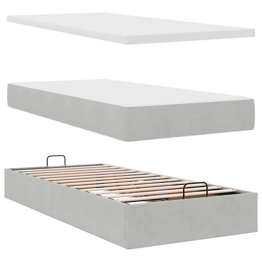 Struttura Letto Pouf con Materasso 90x190 cm in Velluto | homemem39
