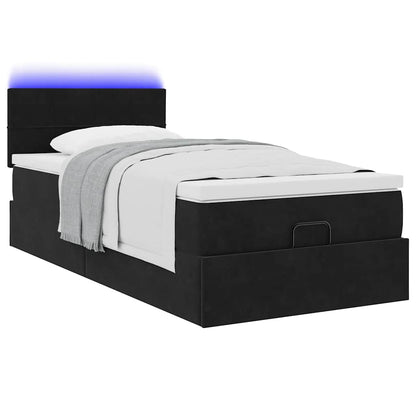 Struttura Letto Pouf con Materasso Nero 90x190 cm in Velluto | homemem39