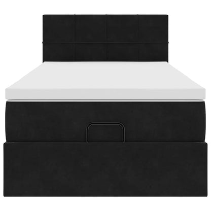 Struttura Letto Pouf con Materasso Nero 90x190 cm in Velluto | homemem39