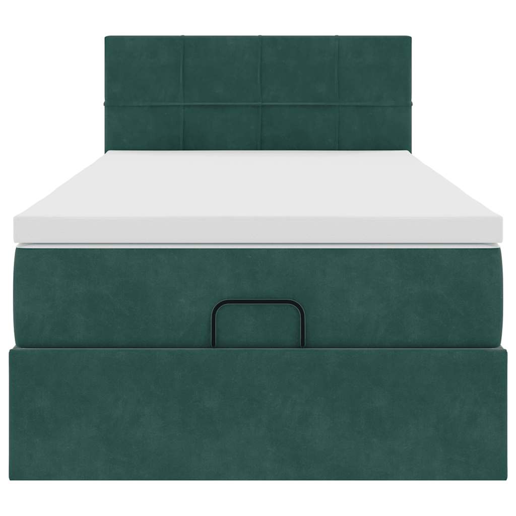 Pouf Letto con Materasso e LED Verde Scuro 90x200cm in Velluto - homemem39
