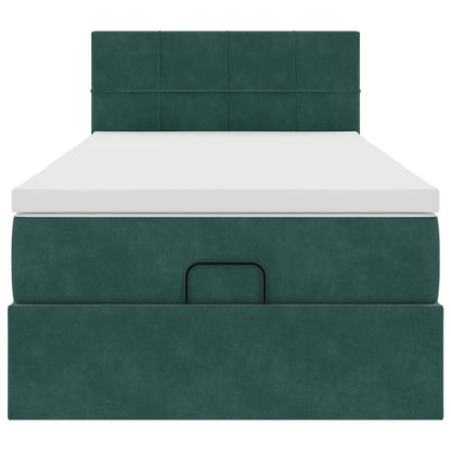 Pouf Letto con Materasso e LED Verde Scuro 90x200cm in Velluto - homemem39