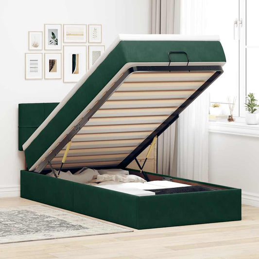 Struttura Letto Pouf con Materasso 100x200 cm Velluto