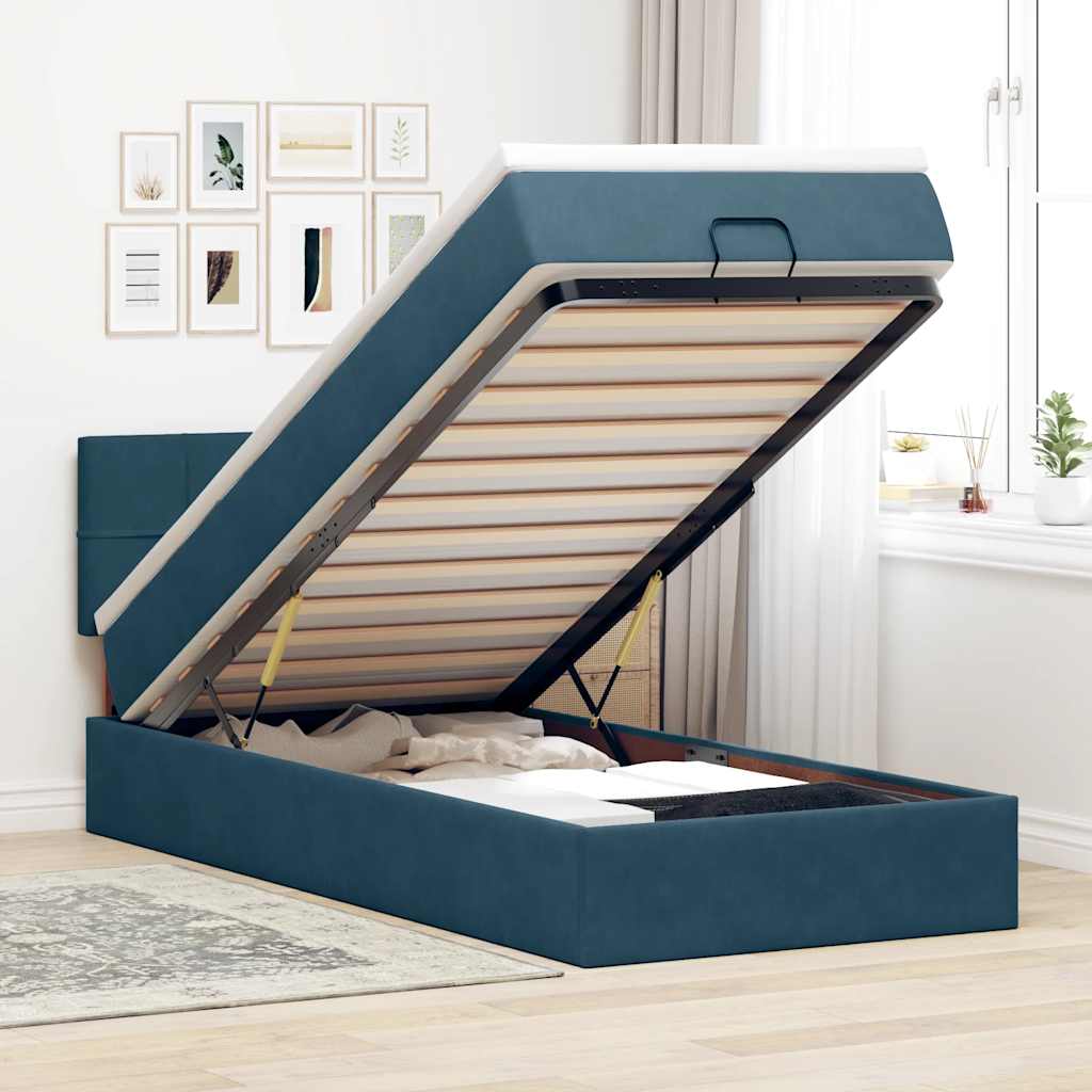 Struttura Letto Pouf con Materasso 100x200 cm Velluto